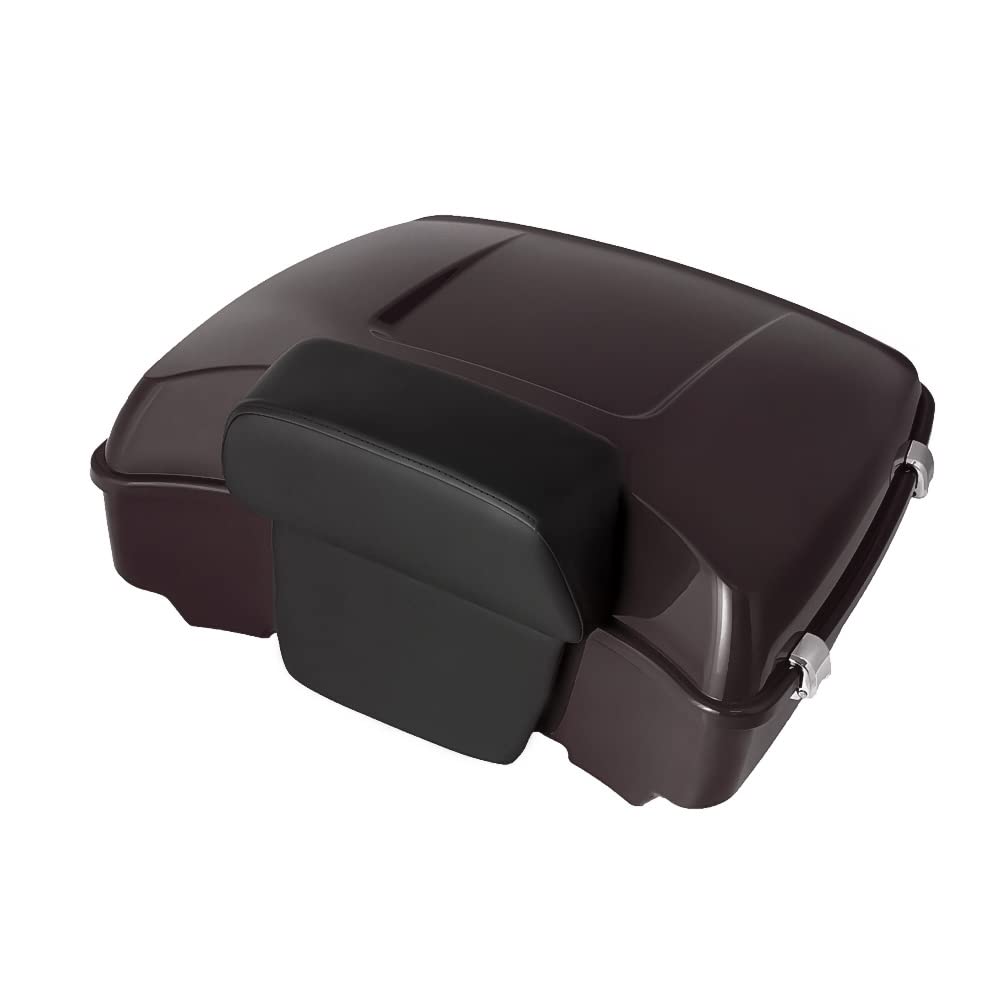 Razor Tour Pack Fit for 2014+ Harley Davidson Touring Road King, Road Glide, Street Glide and Select CVO Models (Razor Tour Pack+ Backrest Pad + Black Metal Plate, Amber Whiskey)