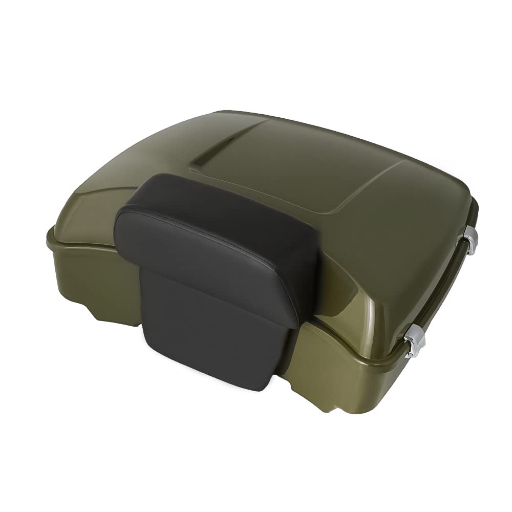 Razor Tour Pack Fit for 2014+ Harley Davidson Touring Road King, Road Glide, Street Glide and Select CVO Models (Razor Tour Pack+ Backrest Pad + Black Metal Plate, Amber Whiskey)