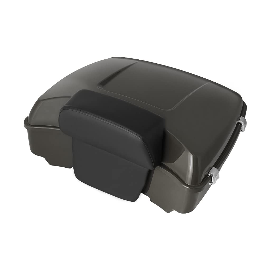 Razor Tour Pack Fit for 2014+ Harley Davidson Touring Road King, Road Glide, Street Glide and Select CVO Models (Razor Tour Pack+ Backrest Pad + Black Metal Plate, Charcoal Pearl)