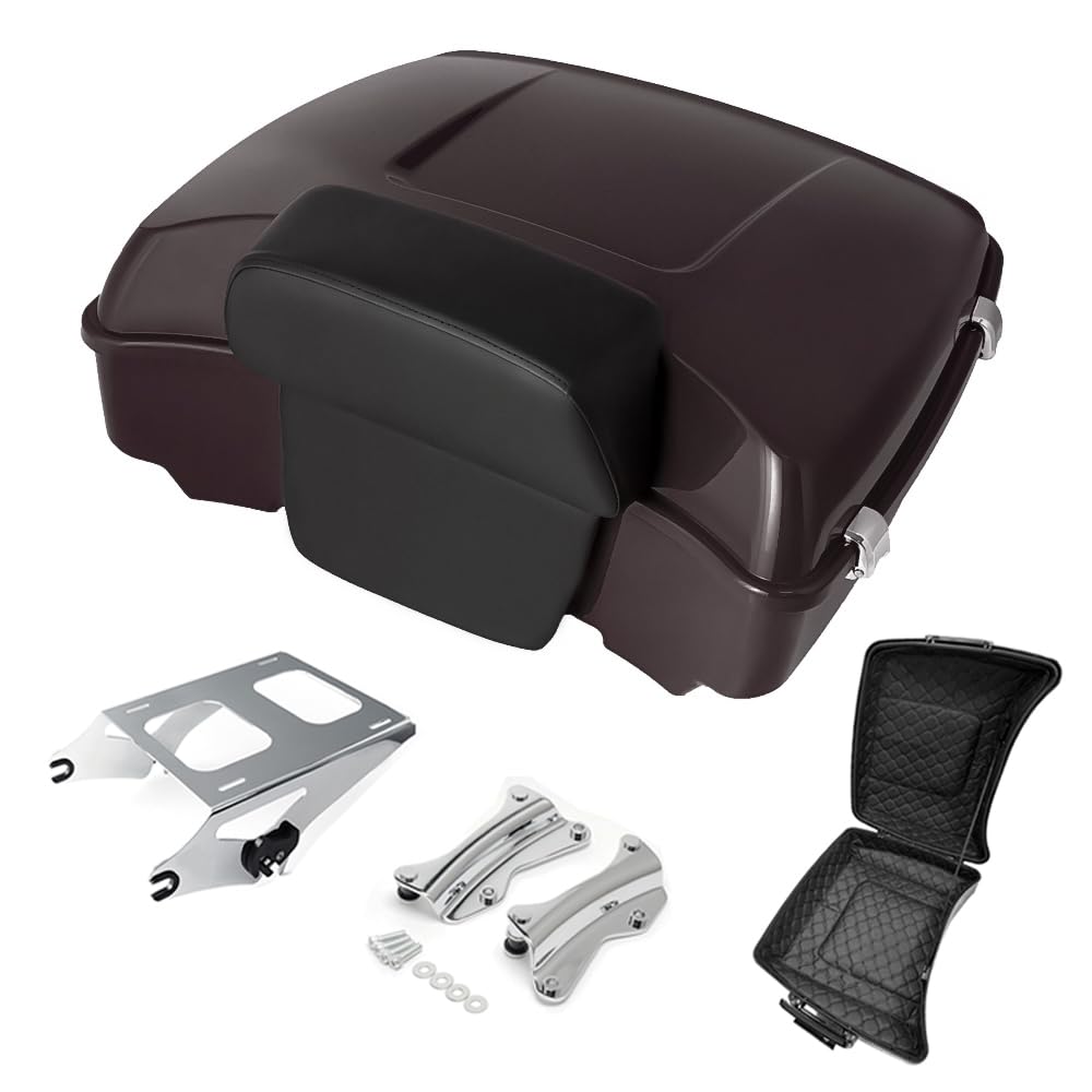 Razor Tour Pak Pack Trunk & Backrest Pad & Two-up Mounting Bracket Rack & Tour Pak liners Fit For Harley 2014-2024 Harley Touring Road Glide Special, Street Glide (Velocity Red Sunglo)