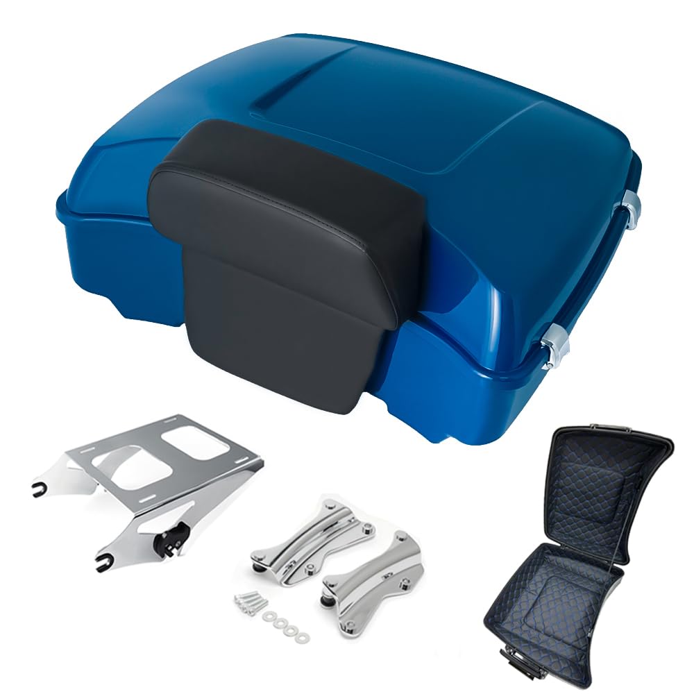 Razor Tour Pak Pack Trunk & Backrest Pad & Two-up Mounting Bracket Rack & Tour Pak liners Fit For Harley 2014-2024 Harley Touring Road Glide Special, Street Glide (Velocity Red Sunglo)