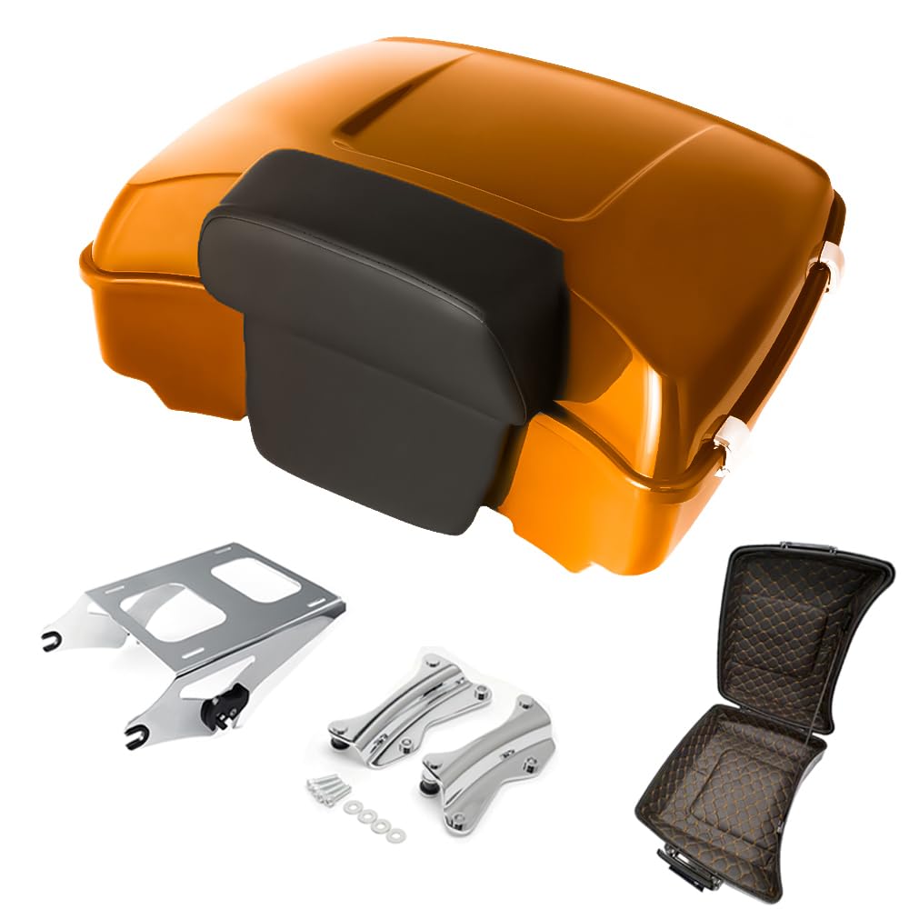 Razor Tour Pak Pack Trunk & Backrest Pad & Two-up Mounting Bracket Rack & Tour Pak liners Fit For Harley 2014-2024 Harley Touring Road Glide Special, Street Glide (Velocity Red Sunglo)