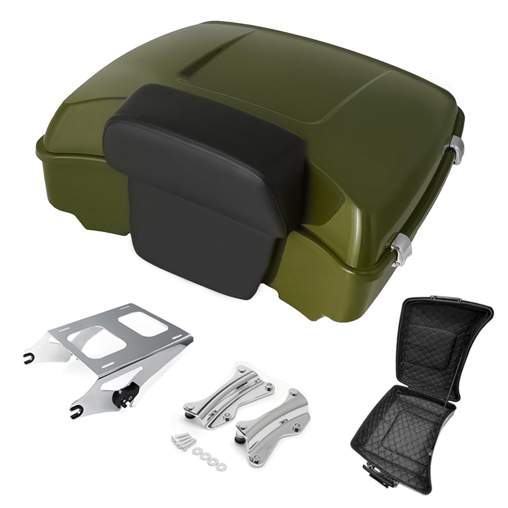 Razor Tour Pak Pack Trunk & Backrest Pad & Two-up Mounting Bracket Rack & Tour Pak liners Fit For Harley 2014-2024 Harley Touring Road Glide Special, Street Glide (Velocity Red Sunglo)
