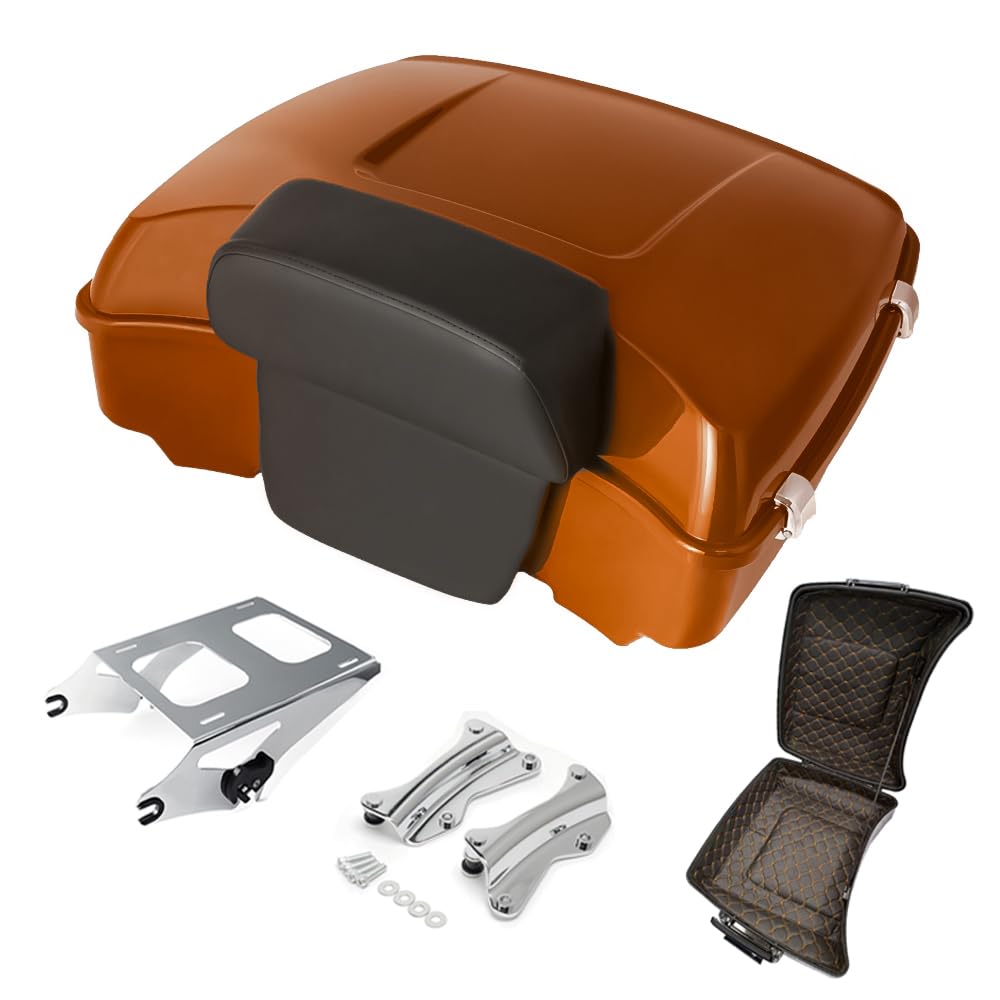 Razor Tour Pak Pack Trunk & Backrest Pad & Two-up Mounting Bracket Rack & Tour Pak liners Fit For Harley 2014-2024 Harley Touring Road Glide Special, Street Glide (Velocity Red Sunglo)
