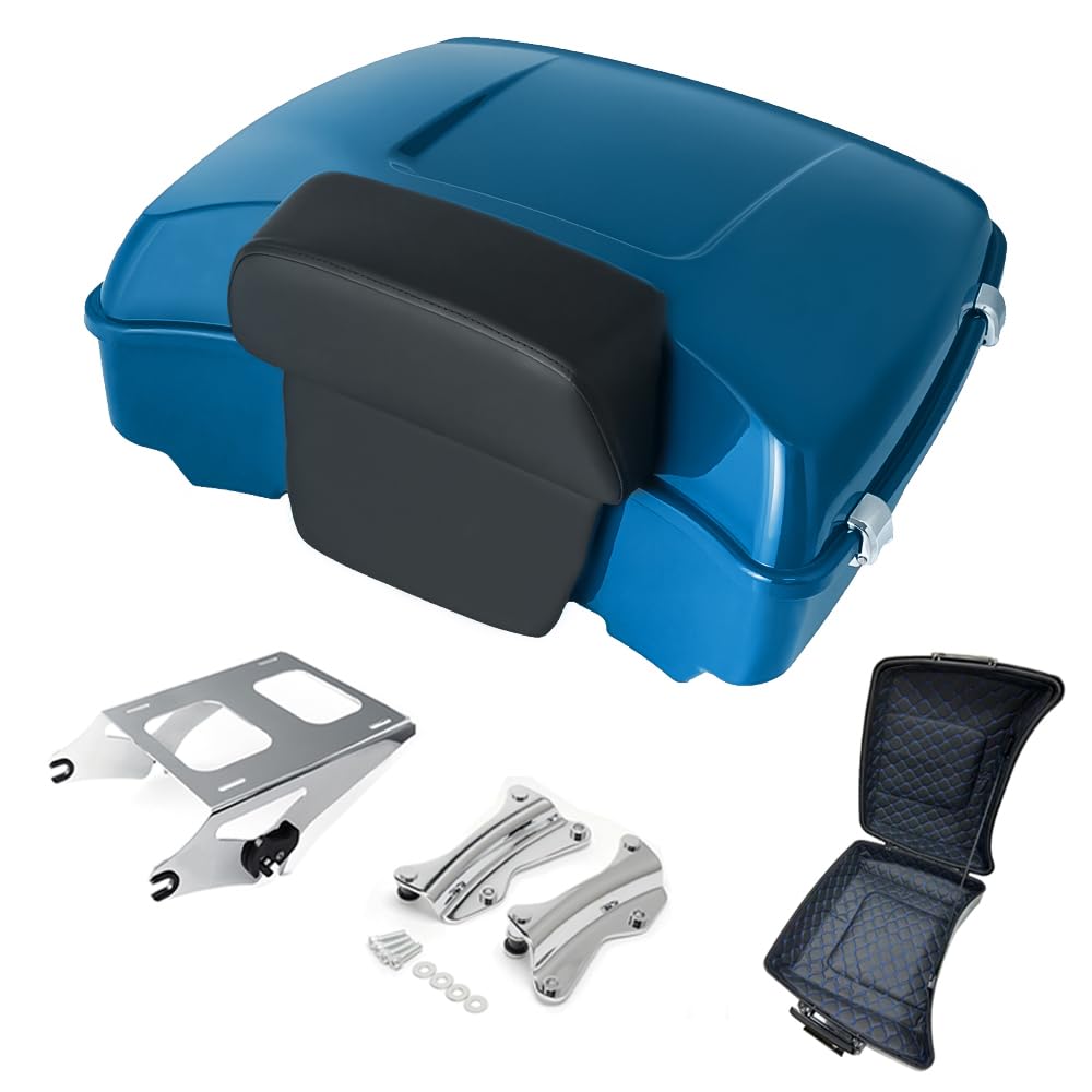 Razor Tour Pak Pack Trunk & Backrest Pad & Two-up Mounting Bracket Rack & Tour Pak liners Fit For Harley 2014-2024 Harley Touring Road Glide Special, Street Glide (Velocity Red Sunglo)