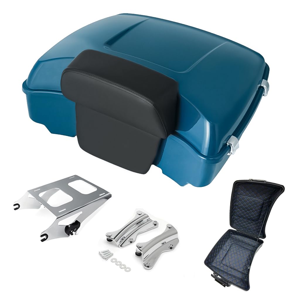 Razor Tour Pak Pack Trunk & Backrest Pad & Two-up Mounting Bracket Rack & Tour Pak liners Fit For Harley 2014-2024 Harley Touring Road Glide Special, Street Glide (Velocity Red Sunglo)