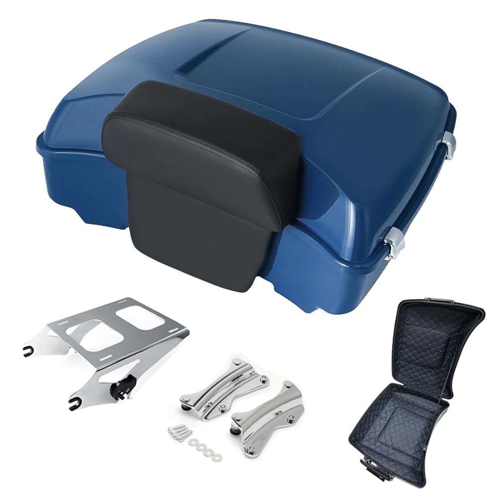 Razor Tour Pak Pack Trunk & Backrest Pad & Two-up Mounting Bracket Rack & Tour Pak liners Fit For Harley 2014-2024 Harley Touring Road Glide Special, Street Glide (Velocity Red Sunglo)
