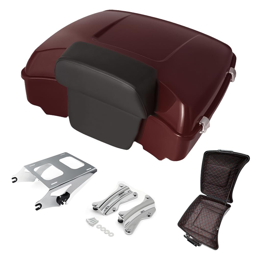 Razor Tour Pak Pack Trunk & Backrest Pad & Two-up Mounting Bracket Rack & Tour Pak liners Fit For Harley 2014-2024 Harley Touring Road Glide Special, Street Glide (Velocity Red Sunglo)