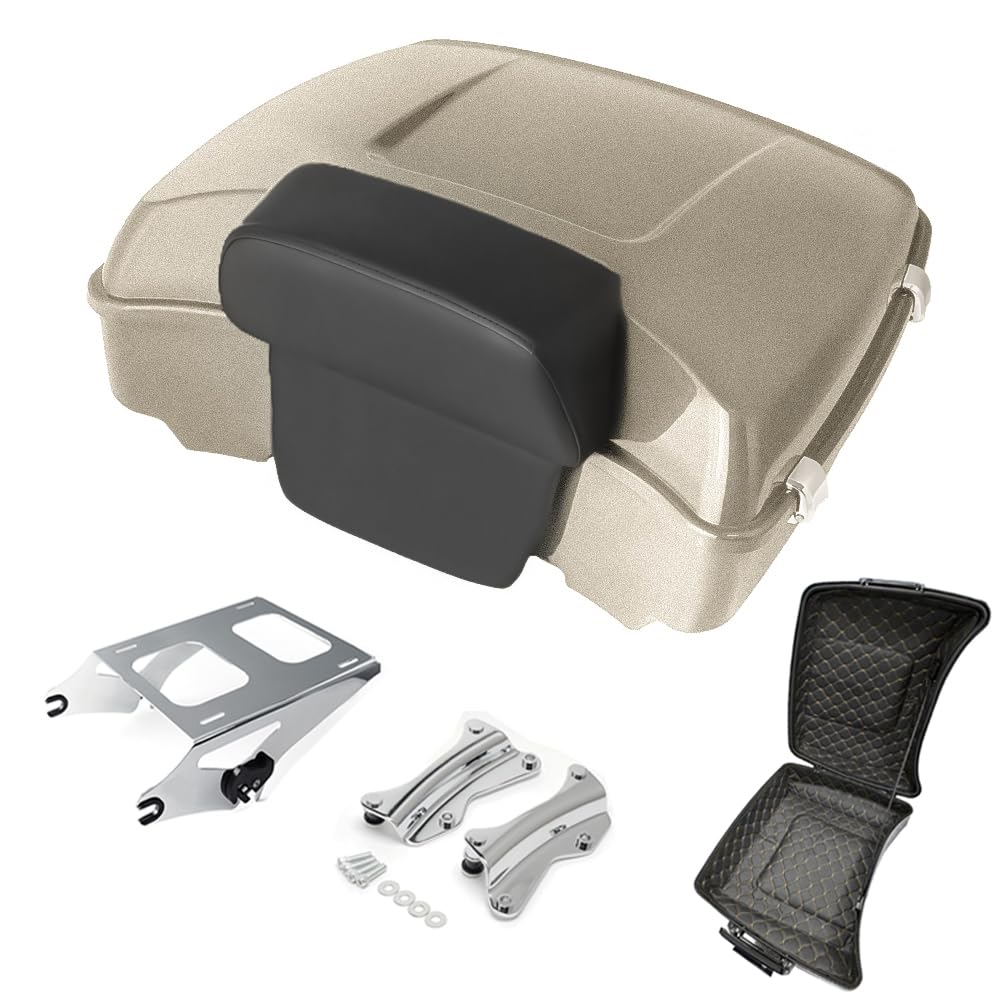 Razor Tour Pak Pack Trunk & Backrest Pad & Two-up Mounting Bracket Rack & Tour Pak liners Fit For Harley 2014-2024 Harley Touring Road Glide Special, Street Glide (Velocity Red Sunglo)