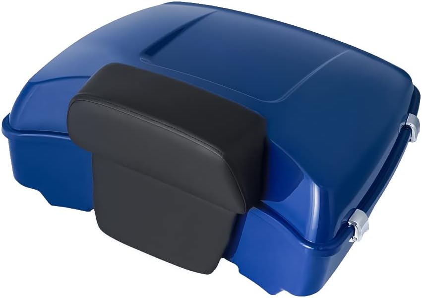 Razor Tour Pack Fit for 2014+ Harley Davidson Touring Road King, Road Glide, Street Glide and Select CVO Models (Razor Tour Pack + Backrest Pad + Black Metal Plate, Superior Blue)