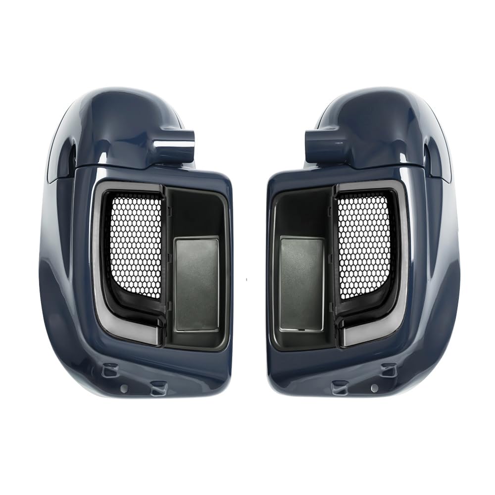 Lower Vented Leg Fairings Glove Box with LED Turn Signals Light Fit for Harley Touring CVO Street Glide FLHX Road Glide FLTR Electra Glide FLHT Ultra Limited 2014-2024 (Reef Blue)