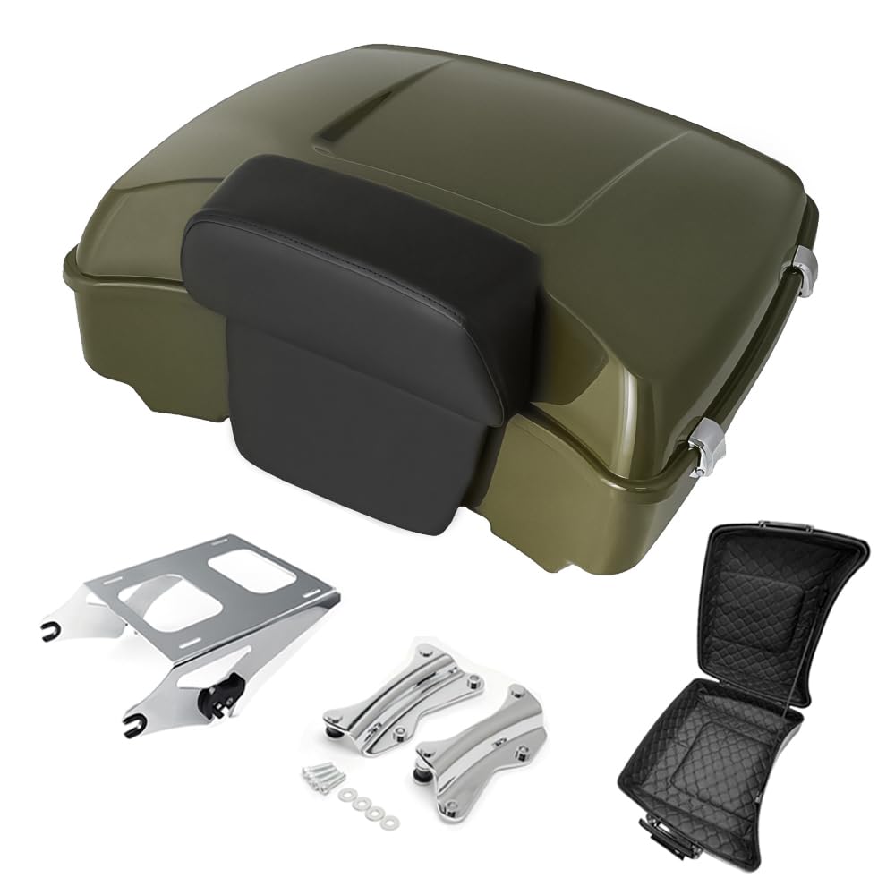 Razor Tour Pak Pack Trunk & Backrest Pad & Two-up Mounting Bracket Rack & Tour Pak liners Fit For Harley 2014-2024 Harley Touring Road Glide Special, Street Glide (Velocity Red Sunglo)