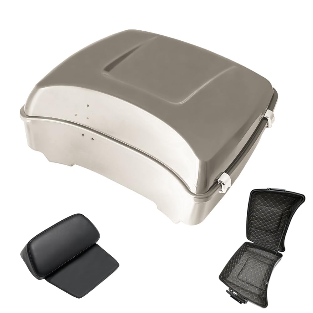 Tour Pack, Fit for 14-Later Harley Touring (Razor Tour Pack + Mounting Rack + 4 Point Docking + Backrest Pad, White Sand Pearl, Razor Tour Pack)