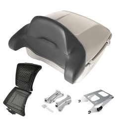 Tour Pack, Fit for 14-Later Harley Touring (Razor Tour Pack + Mounting Rack + 4 Point Docking + Backrest Pad, White Sand Pearl, Razor Tour Pack)
