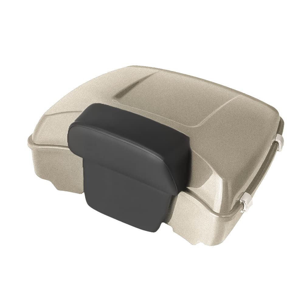 Razor Tour Pack Fit for 2014+ Harley Davidson Touring Road King, Road Glide, Street Glide and Select CVO Models (Razor Tour Pack+ Backrest Pad + Black Metal Plate, Amber Whiskey)