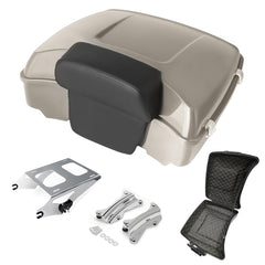 Tour Pack, Fit for 14-Later Harley Touring (Razor Tour Pack + Mounting Rack + 4 Point Docking + Backrest Pad, White Sand Pearl, Razor Tour Pack)