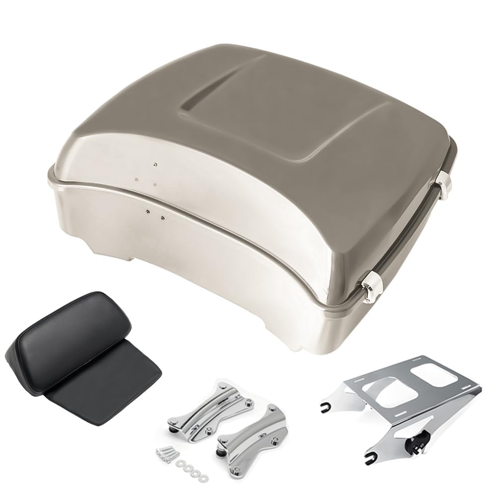 Tour Pack, Fit for 14-Later Harley Touring (Razor Tour Pack + Mounting Rack + 4 Point Docking + Backrest Pad, White Sand Pearl, Razor Tour Pack)