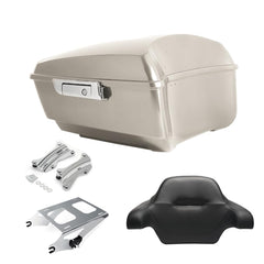Tour Pack, Fit for 14-Later Harley Touring (Razor Tour Pack + Mounting Rack + 4 Point Docking + Backrest Pad, White Sand Pearl, Razor Tour Pack)