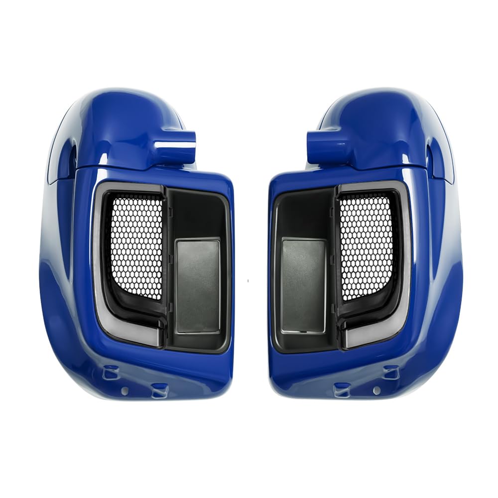 Lower Vented Leg Fairings Glove Box with LED Turn Signals Light Fit for Harley Touring CVO Street Glide FLHX Road Glide FLTR Electra Glide FLHT Ultra Limited 2014-2024 (Reef Blue)
