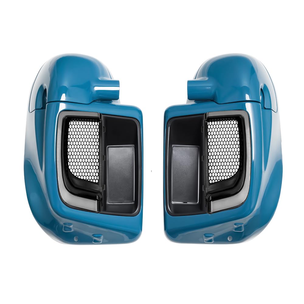 Lower Vented Leg Fairings Glove Box with LED Turn Signals Light Fit for Harley Touring CVO Street Glide FLHX Road Glide FLTR Electra Glide FLHT Ultra Limited 2014-2024 (Reef Blue)