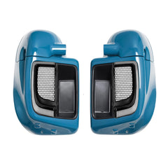 Lower Vented Leg Fairings Glove Box with LED Turn Signals Light Fit for Harley Touring CVO Street Glide FLHX Road Glide FLTR Electra Glide FLHT Ultra Limited 2014-2024 (Reef Blue)