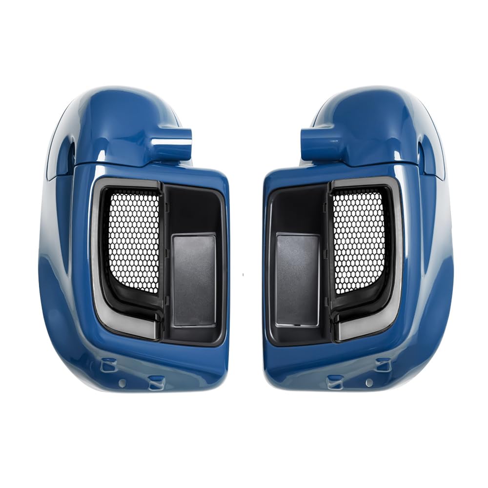 Lower Vented Leg Fairings Glove Box with LED Turn Signals Light Fit for Harley Touring CVO Street Glide FLHX Road Glide FLTR Electra Glide FLHT Ultra Limited 2014-2024 (Reef Blue)