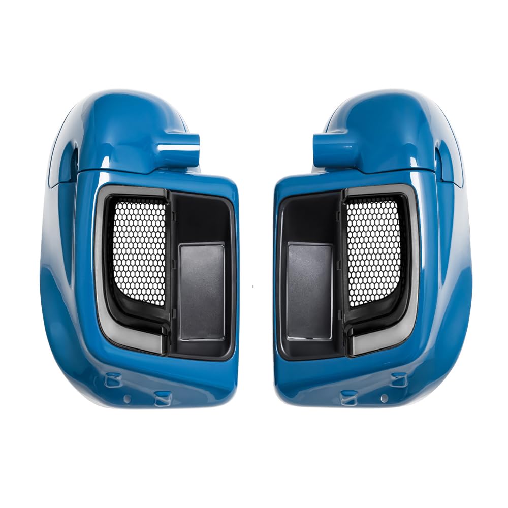 Lower Vented Leg Fairings Glove Box with LED Turn Signals Light Fit for Harley Touring CVO Street Glide FLHX Road Glide FLTR Electra Glide FLHT Ultra Limited 2014-2024 (Reef Blue)