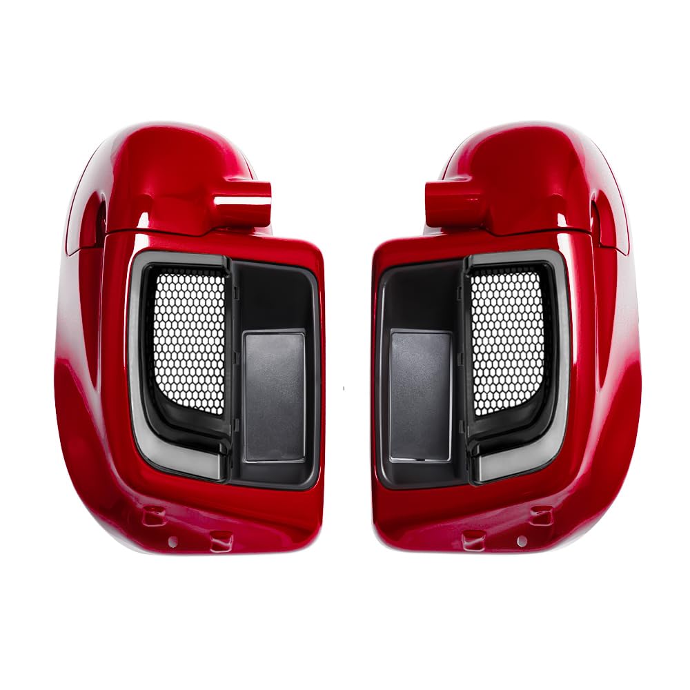 Lower Vented Leg Fairings Glove Box with LED Turn Signals Light Fit for Harley Touring CVO Street Glide FLHX Road Glide FLTR Electra Glide FLHT Ultra Limited 2014-2024 (Reef Blue)